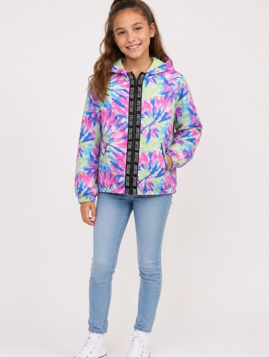 Justice Other - ⭐️ Host Pick ⭐️Justice | Tie-Dye Colorful Hooded Light Raincoat